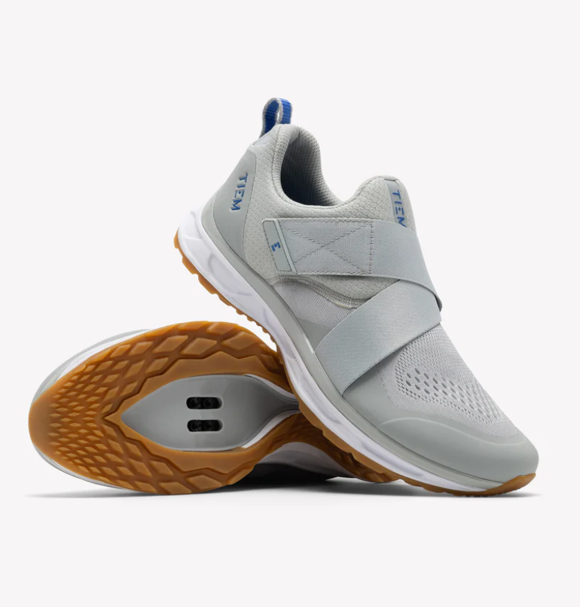 Tiem Men's Slipstream Cycling Shoe- Light Grey/Royal