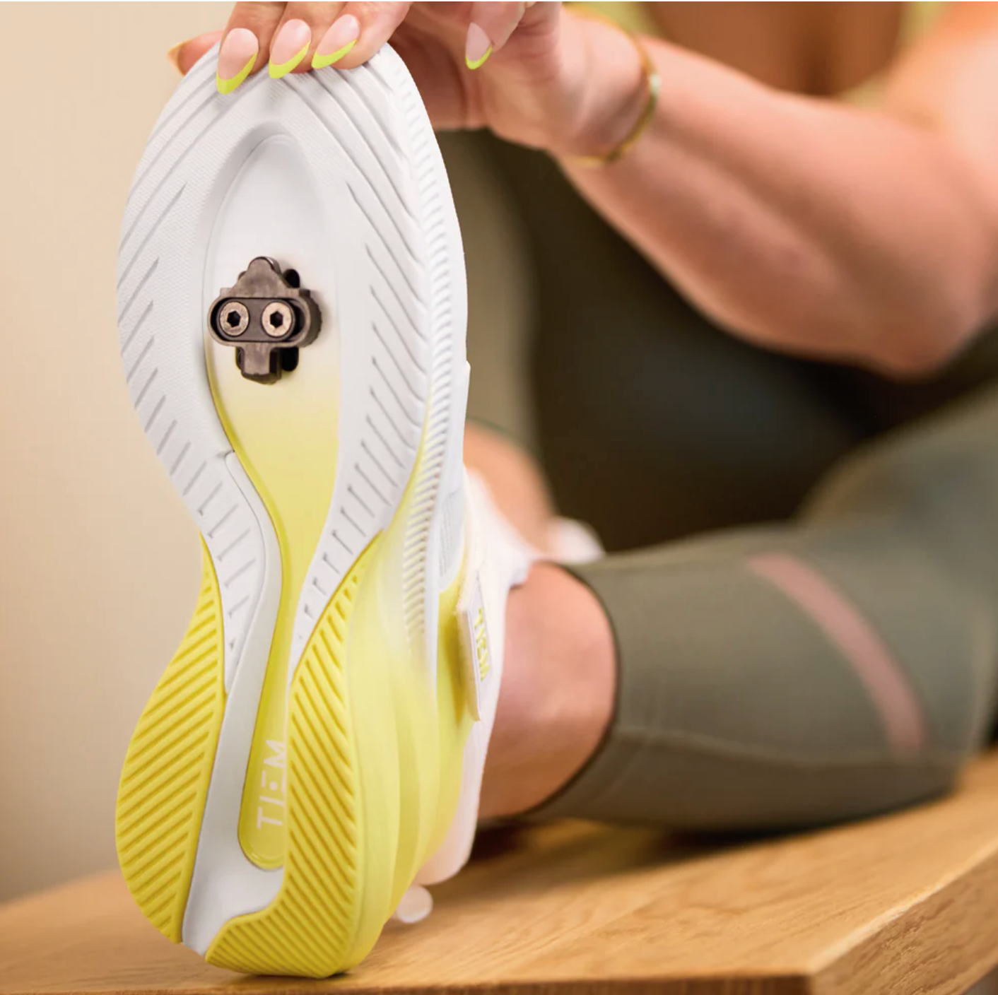 Tiem Lynx Cycling Shoe-White/Bold Citron